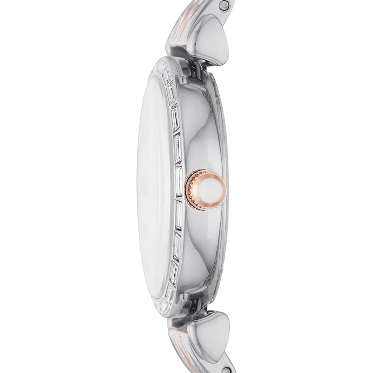 Side profile of Emporio Armani AR11290 watch showing case depth and bracelet