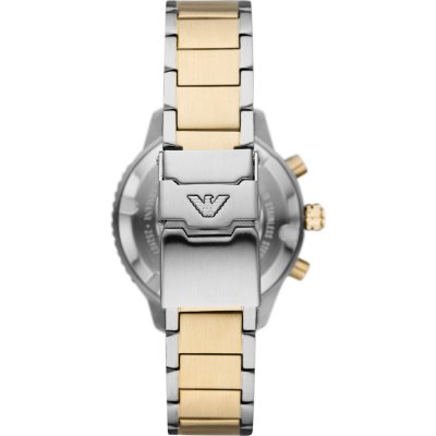 Emporio Armani AR11361 watch back showing Emporio Armani logo and stainless steel case