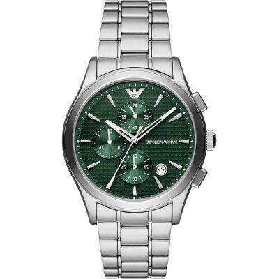 Emporio Armani Chronograph Green Dial Silver Men's Watch AR11529