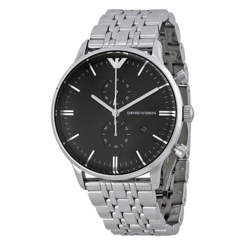Emporio Armani Classic Chronograph Black Dial Stainless Steel Men's Watch #AR0389 - Big Daddy Jewelry