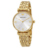 Emporio Armani Classic Silver Dial Gold-tone Ladies Watch #AR1877 - Big Daddy Jewelry