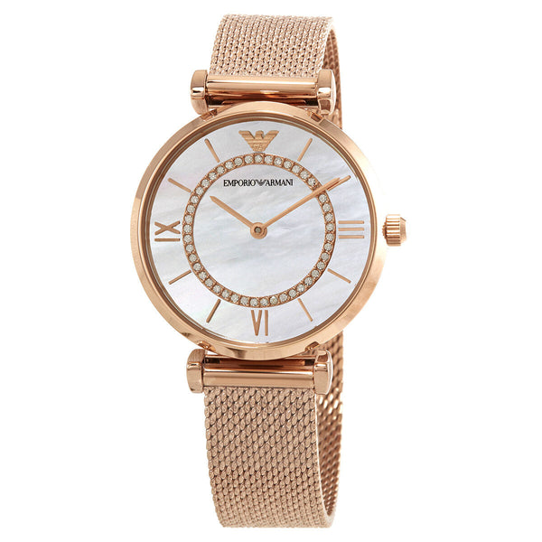 Emporio Armani Gianni T-Bar Mother of Pearl Dial Ladies Watch #AR11320 - Big Daddy Jewelry