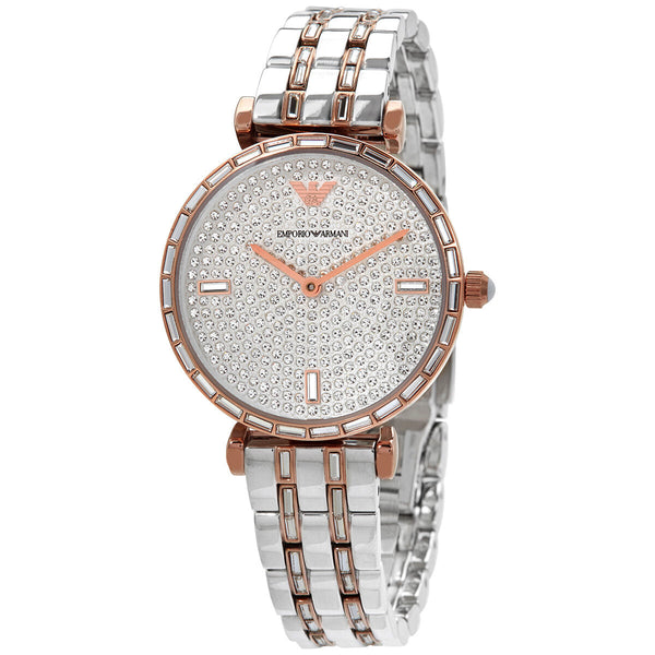 Emporio Armani Gianni T-Bar Quartz Silver Dial Ladies Watch #AR11293 - Big Daddy Jewelry
