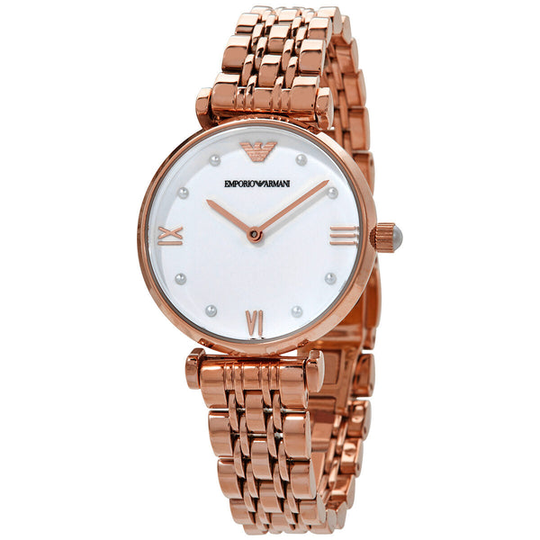 Emporio Armani Gianni T-Bar Quartz White Dial Ladies Watch #AR11267 - Big Daddy Jewelry