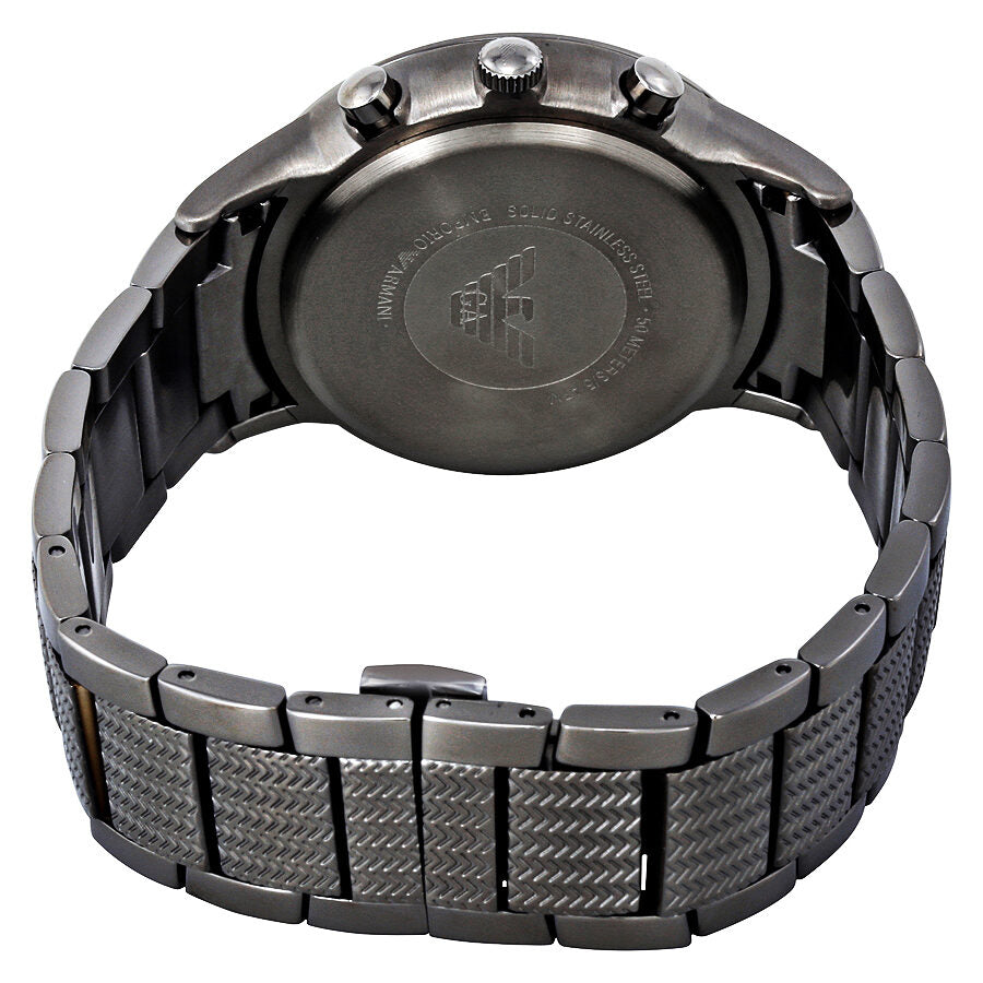 Caseback of Emporio Armani Renato AR2505 with gunmetal ion-plated stainless steel case