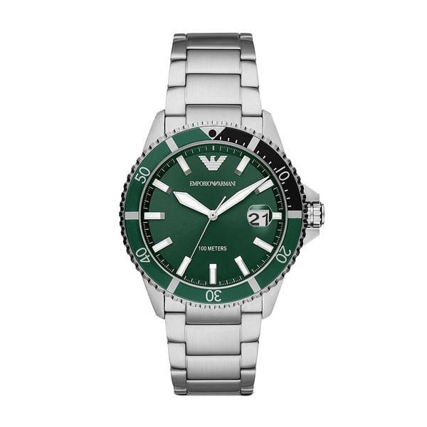 Emporio Armani Green Dial Silver Men's Watch  AR11338 - Big Daddy Jewelry