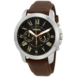 Fossil Grant Chronograph Black Dial Brown Leather Men's Watch FS4813 - Big Daddy Jewelry