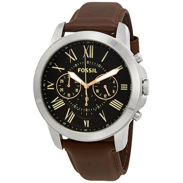 Fossil Grant Chronograph Black Dial Brown Leather Men's Watch FS4813 - Big Daddy Jewelry