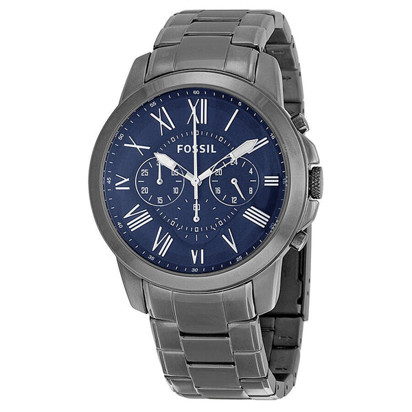 Fossil Grant Chronograph Dark Blue Dial Smoke Ion-plated Watch FS4831 - Big Daddy Jewelry