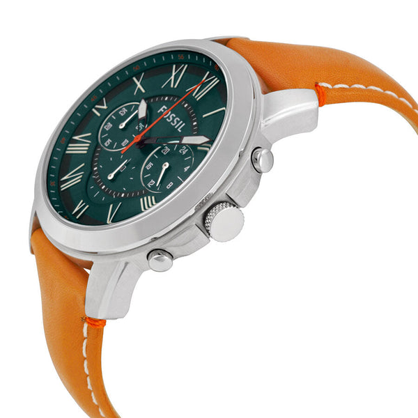 Fossil Grant Chronograph Hunter Green Dial Tan Leather Men's Watch FS4918 - Big Daddy Jewelry #2