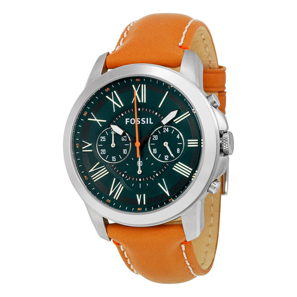 Fossil Grant Chronograph Hunter Green Dial Tan Leather Men's Watch FS4918 - Big Daddy Jewelry