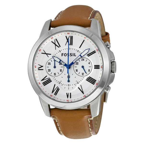 Fossil Grant Chronograph White Dial Tan Leather Men's Watch FS5060 - Big Daddy Jewelry