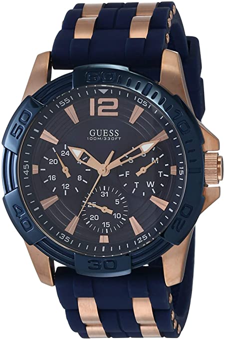 Guess Oasis Blue Dial Blue Rubber Men’s Watch W0366G4 - Watch