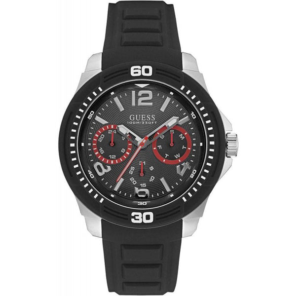 Guess Tread Black Silicon Strap Men's Watch W0967G1
