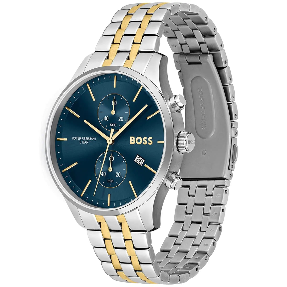 Hugo Boss Associate Chronograph Blue Dial Two Tone Steel Strap Watch for Men - 1513976 1513976 - Image 2