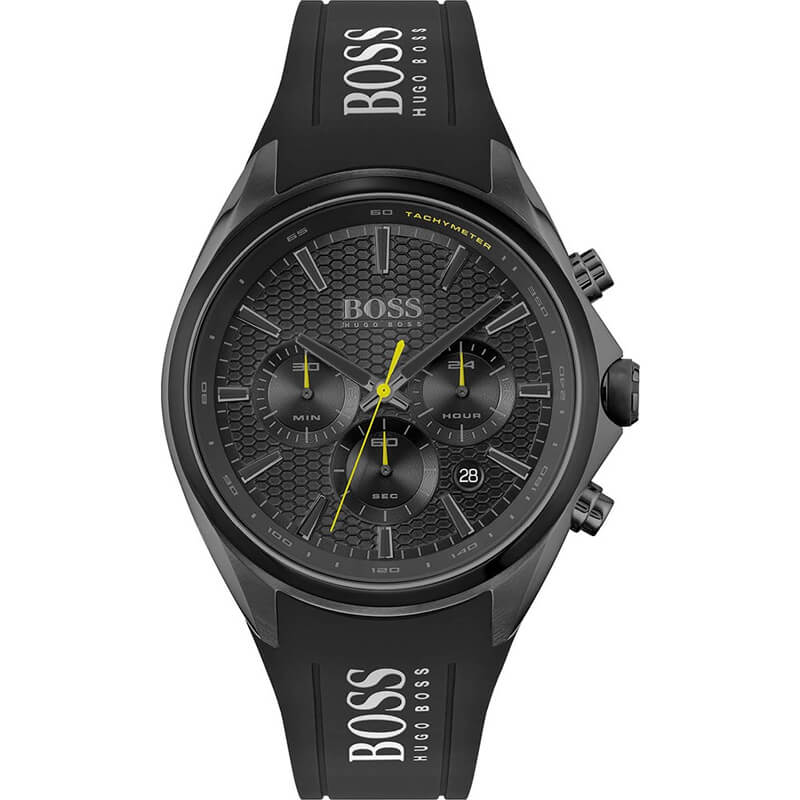 Hugo Boss Distinct Chronograph Black Dial Black Silicone Strap Watch for Men - 1513859 1513859 - Image 1