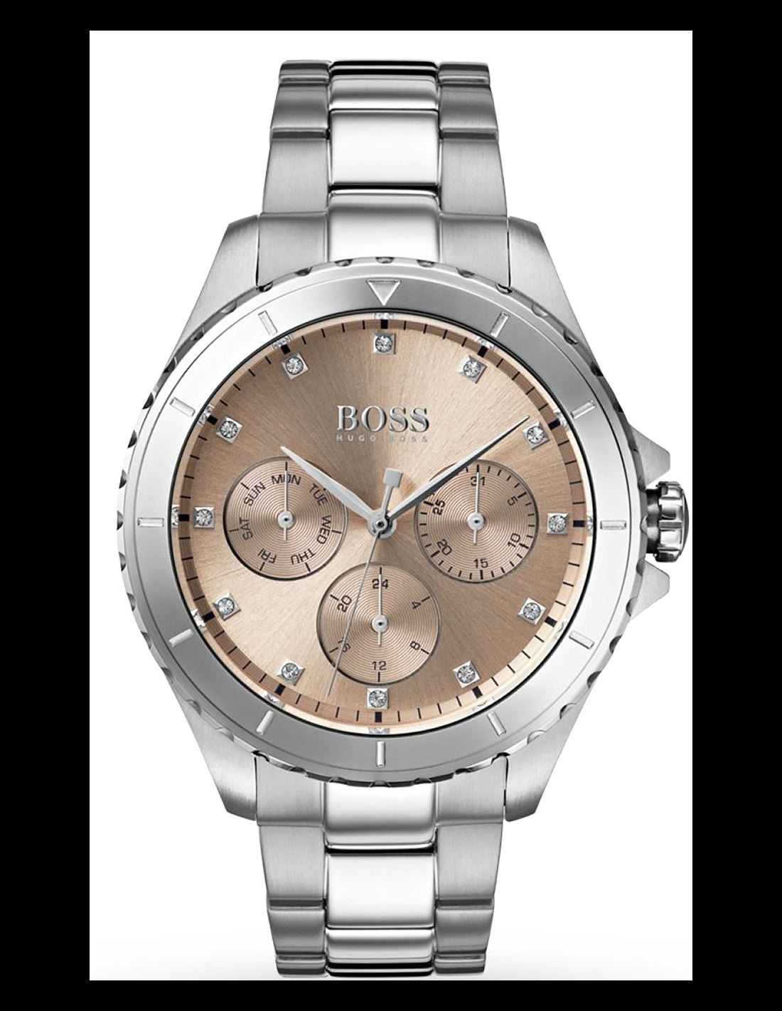 Hugo Boss Premiere Quartz Crystal Rose Dial Ladies Watch 1502444 - Watch