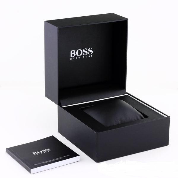 Hugo Boss Santiago watch packaging with black presentation box