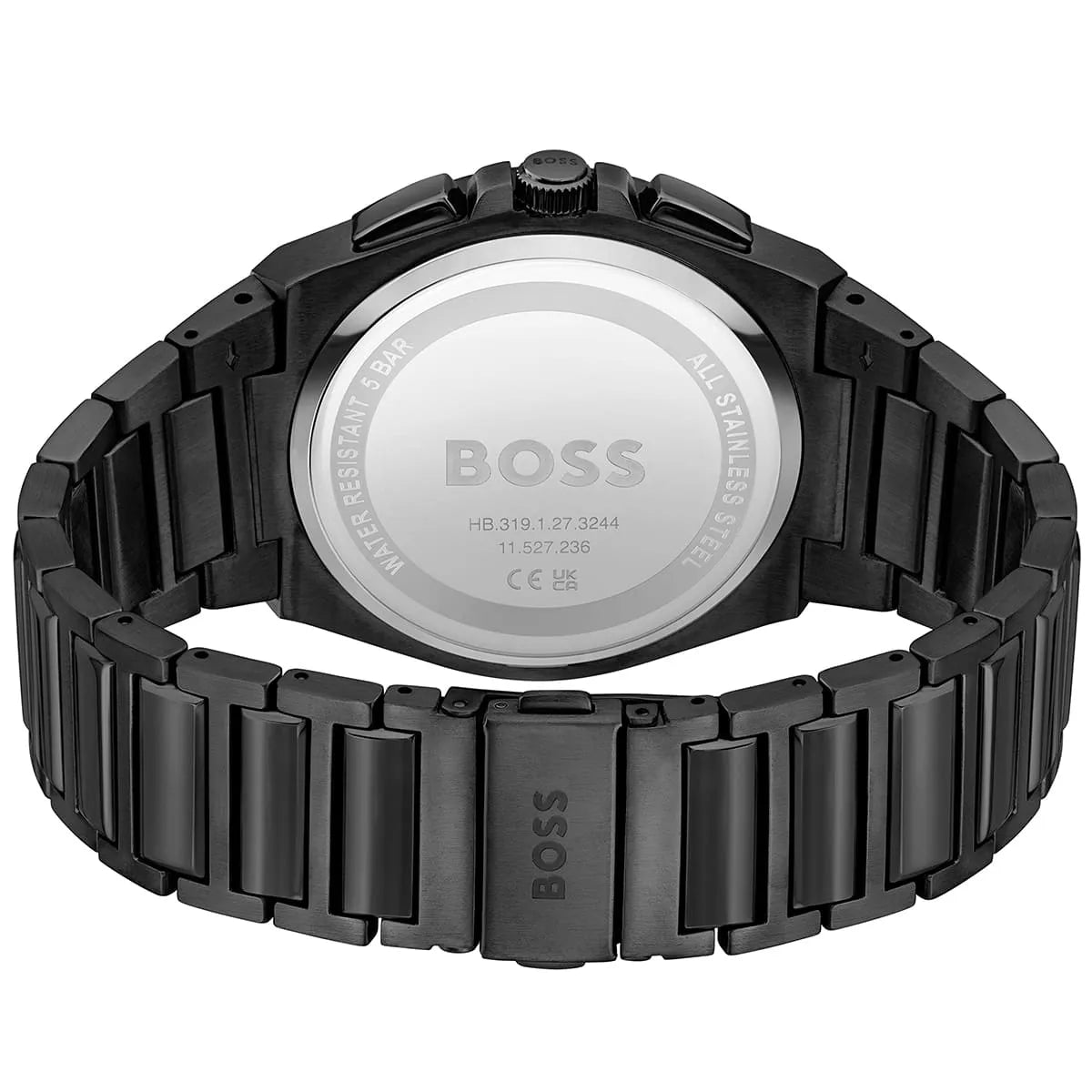 Hugo Boss Steer Chronograph Brown Dial Black Steel Strap Watch For Men - 1514043 1514043 - Image 3