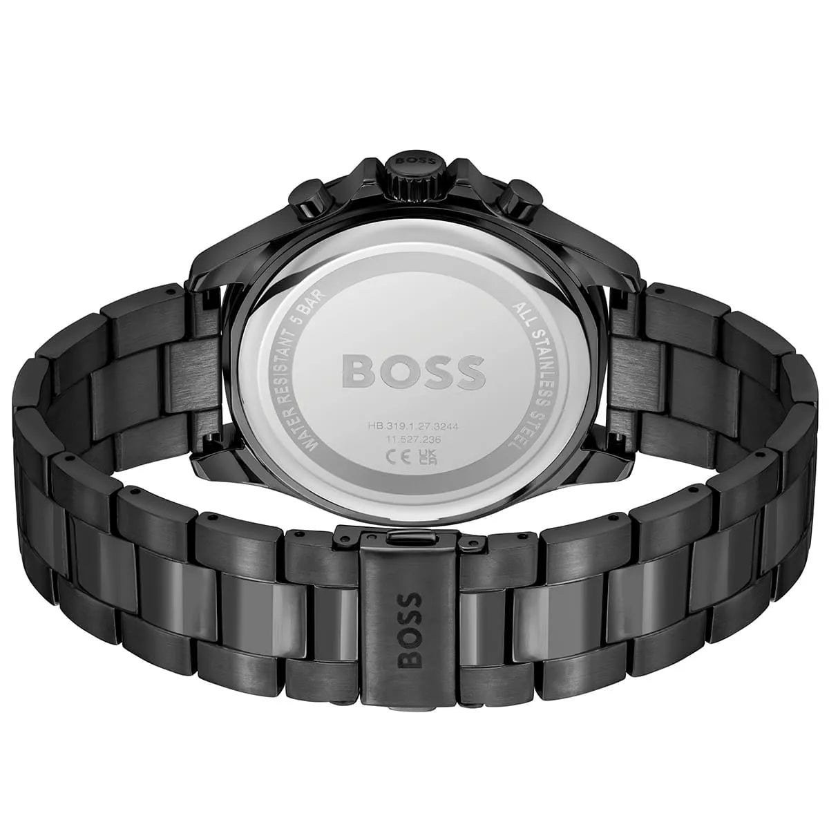 Hugo Boss Troper caseback view showing stainless steel case back with BOSS branding