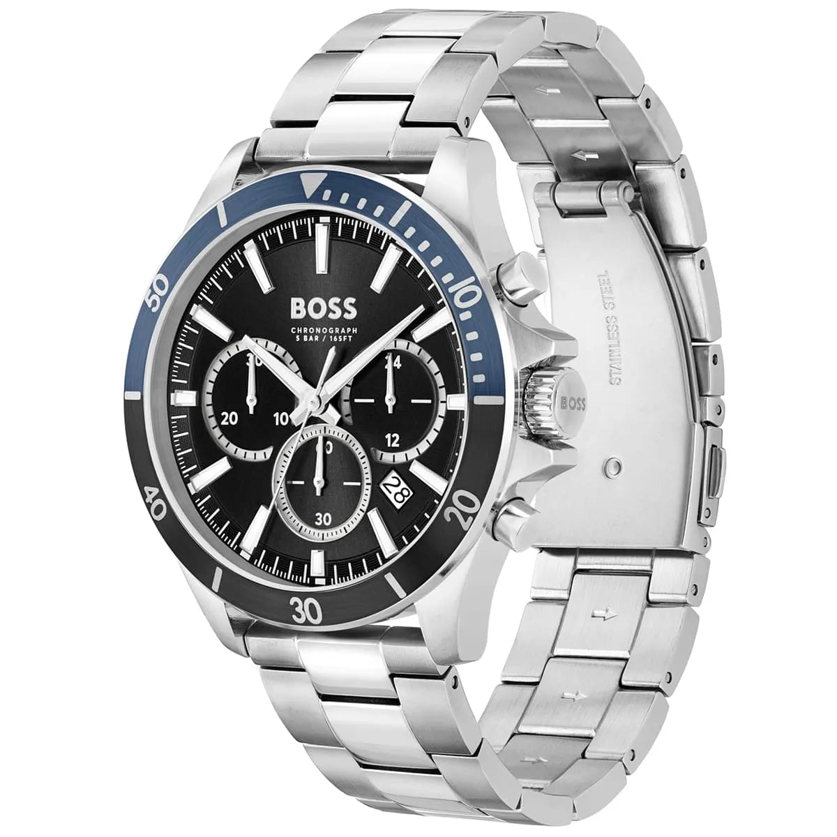 Hugo Boss Troper Chronograph Black Dial Silver Steel Strap Watch For Men - 1514101 1514101 - Image 2