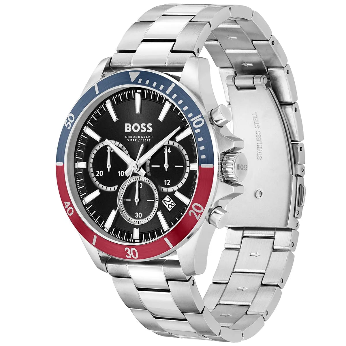 Hugo Boss Troper Chronograph Black Dial Silver Steel Strap Watch For Men - 1514108 1514108 - Image 2