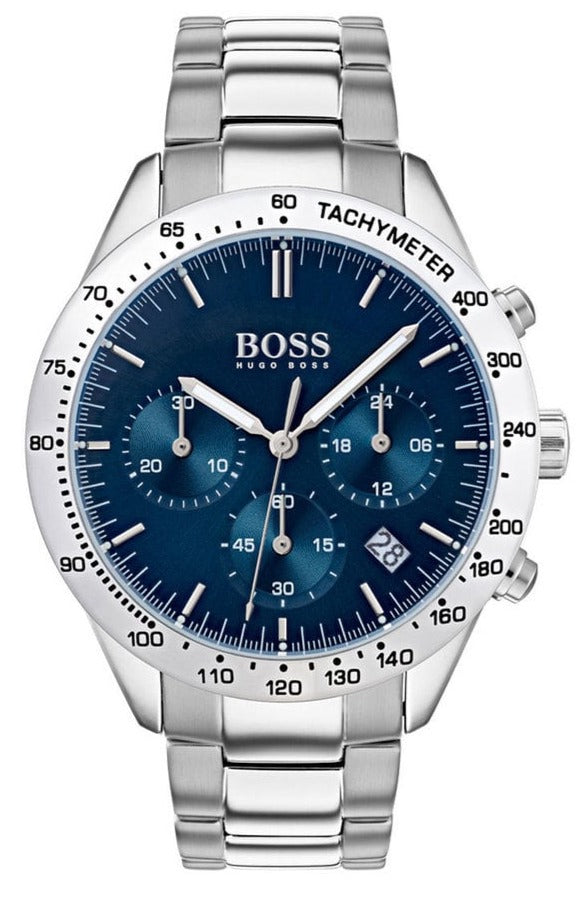 Hugo Boss VANGUARD chronograph watch with blue dial and stainless steel bracelet