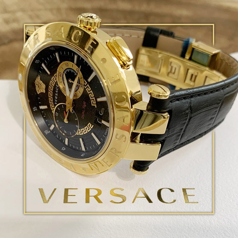 Versace V-Race Black Leather Strap Men's Watch VEBV00119 - Big Daddy Jewelry #3