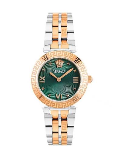 Versace Reve Lady Green Dial Two-Tone Watch - VE8B00524