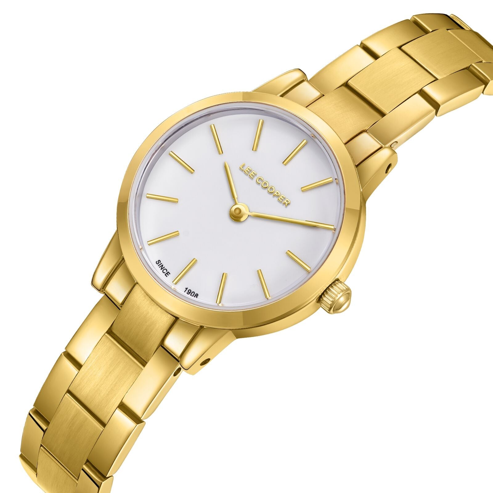 Lee Cooper Crystals White MOP Dial Gold Watch - LC08098.120