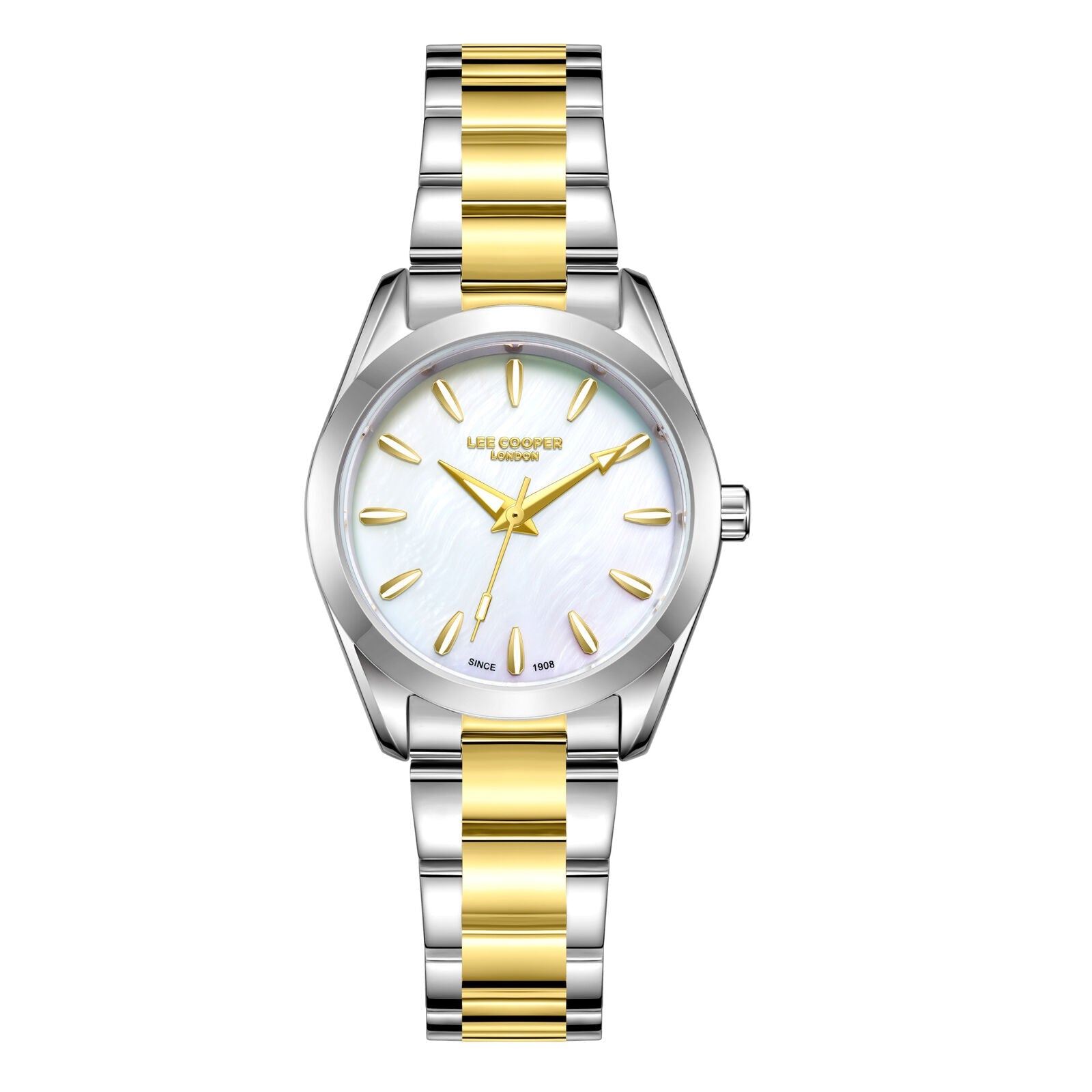 Lee Cooper Isabella white mother-of-pearl dial two-tone silver and gold watch