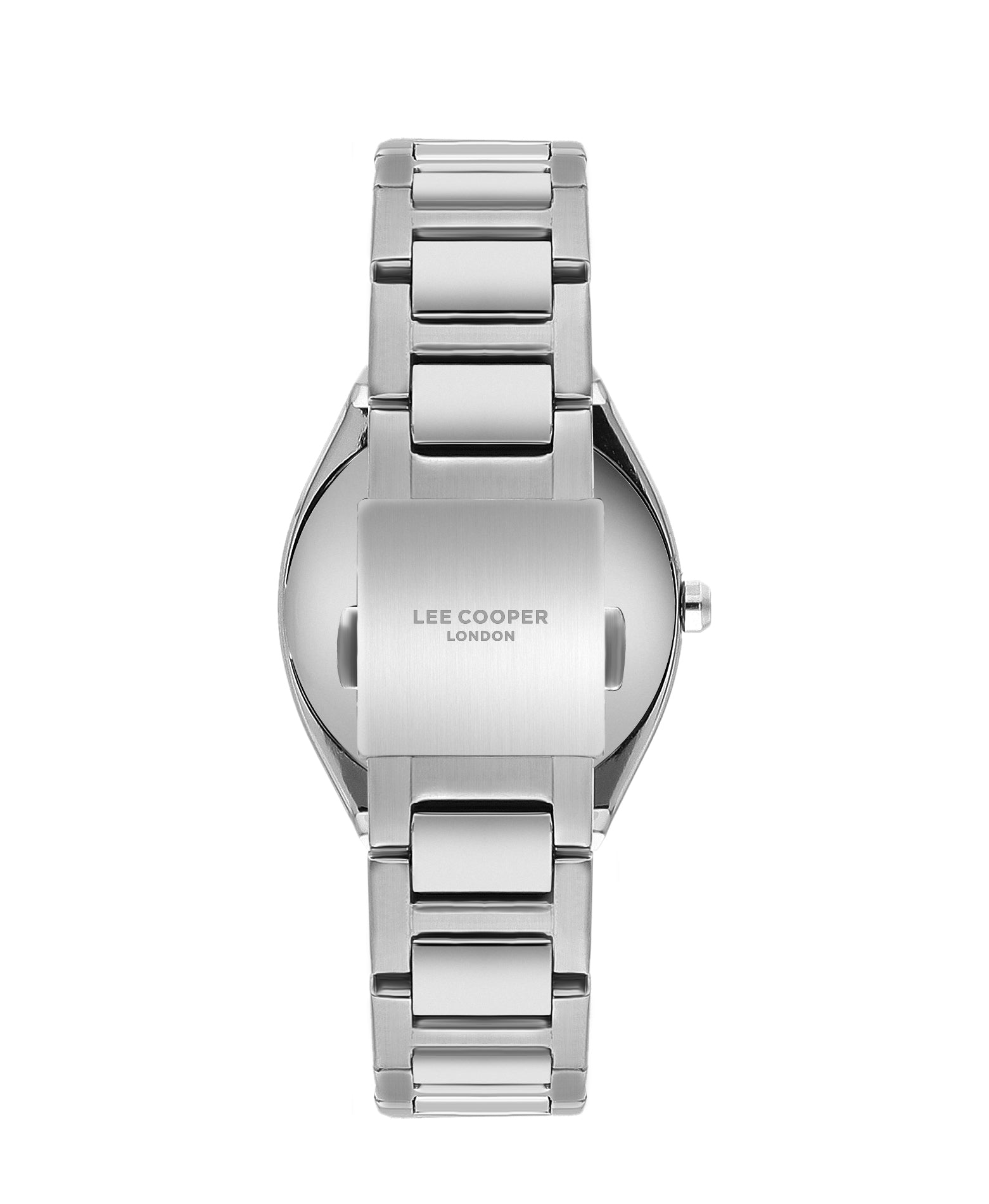 Lee Cooper watch case back showing silver stainless steel with branding