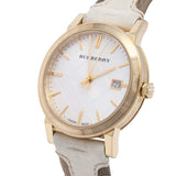Burberry BU9015 Women's Swiss Heymarket Check Fabric and White Leather Band White Dial Women's Watch BU9015 - Big Daddy Jewelry #3