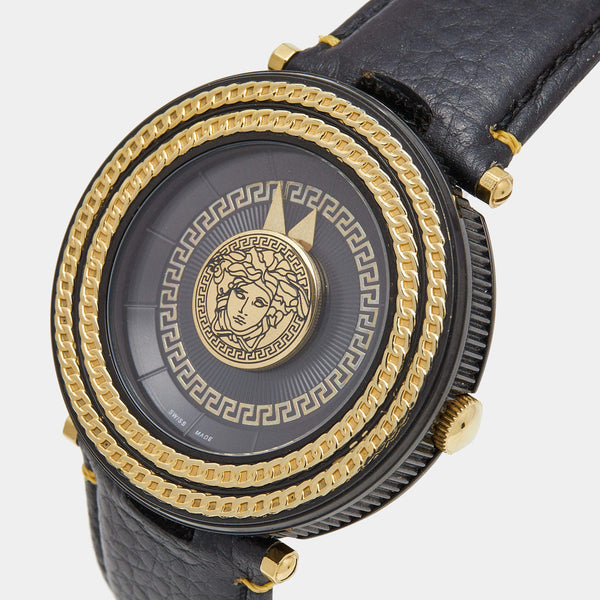 Versace V-Metal Icon Round Leather Strap Men's Watch VQL030015 - Big Daddy Jewelry #2