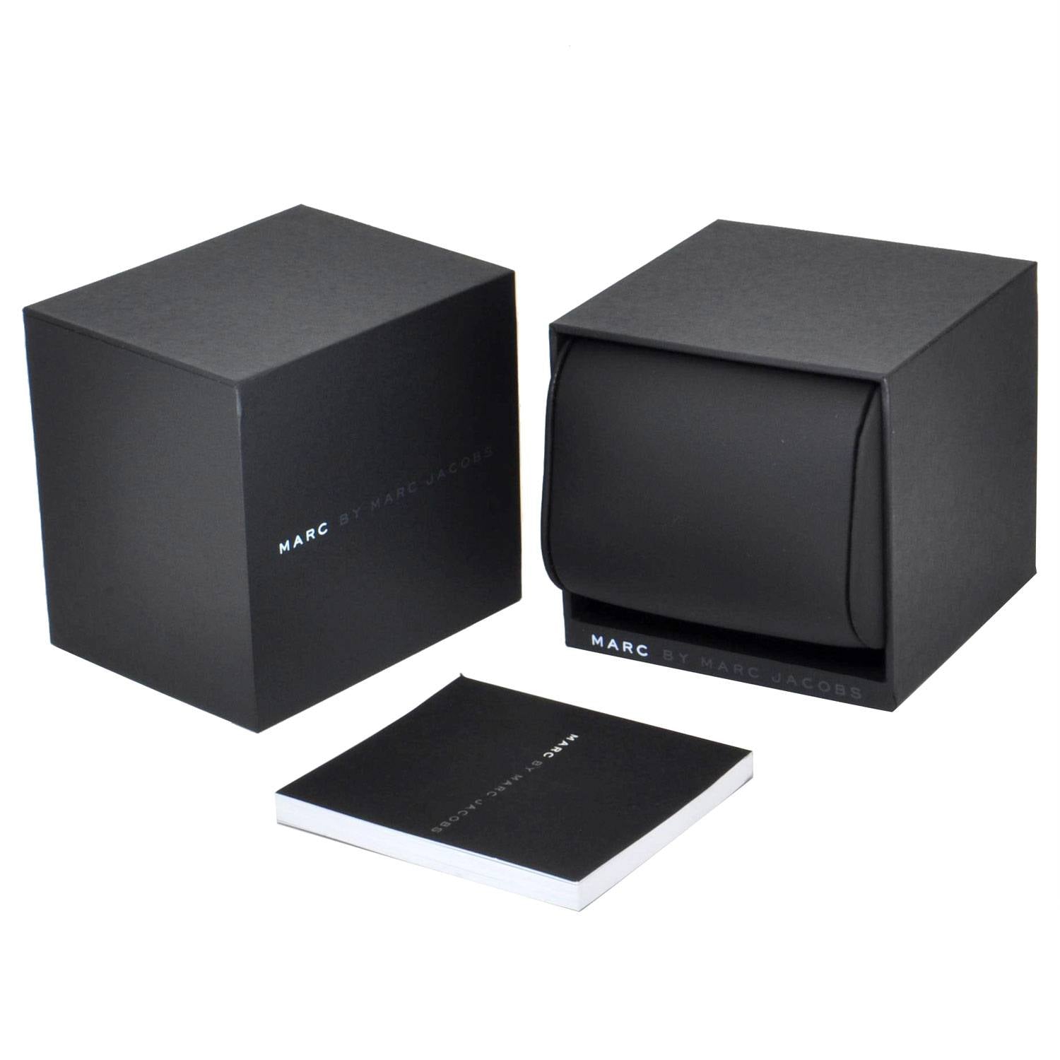 Marc by Marc Jacobs Amy watch packaging with branded black box and sleeve