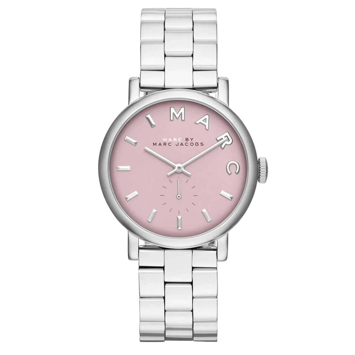 Marc by Marc Jacobs Baker watch with pink dial and silver stainless steel bracelet