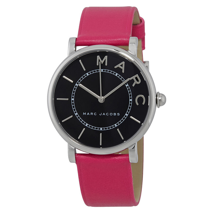 Marc Jacobs Roxy Black Dial Pink Leather Silver Watch MJ1535