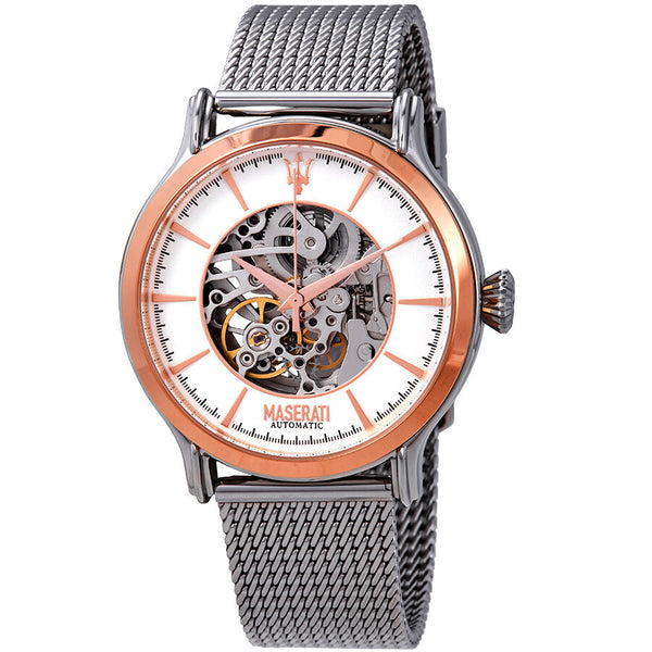 Maserati Epoca Automatic White Open Heart Dial Men's Watch R8823118001 - Big Daddy Jewelry