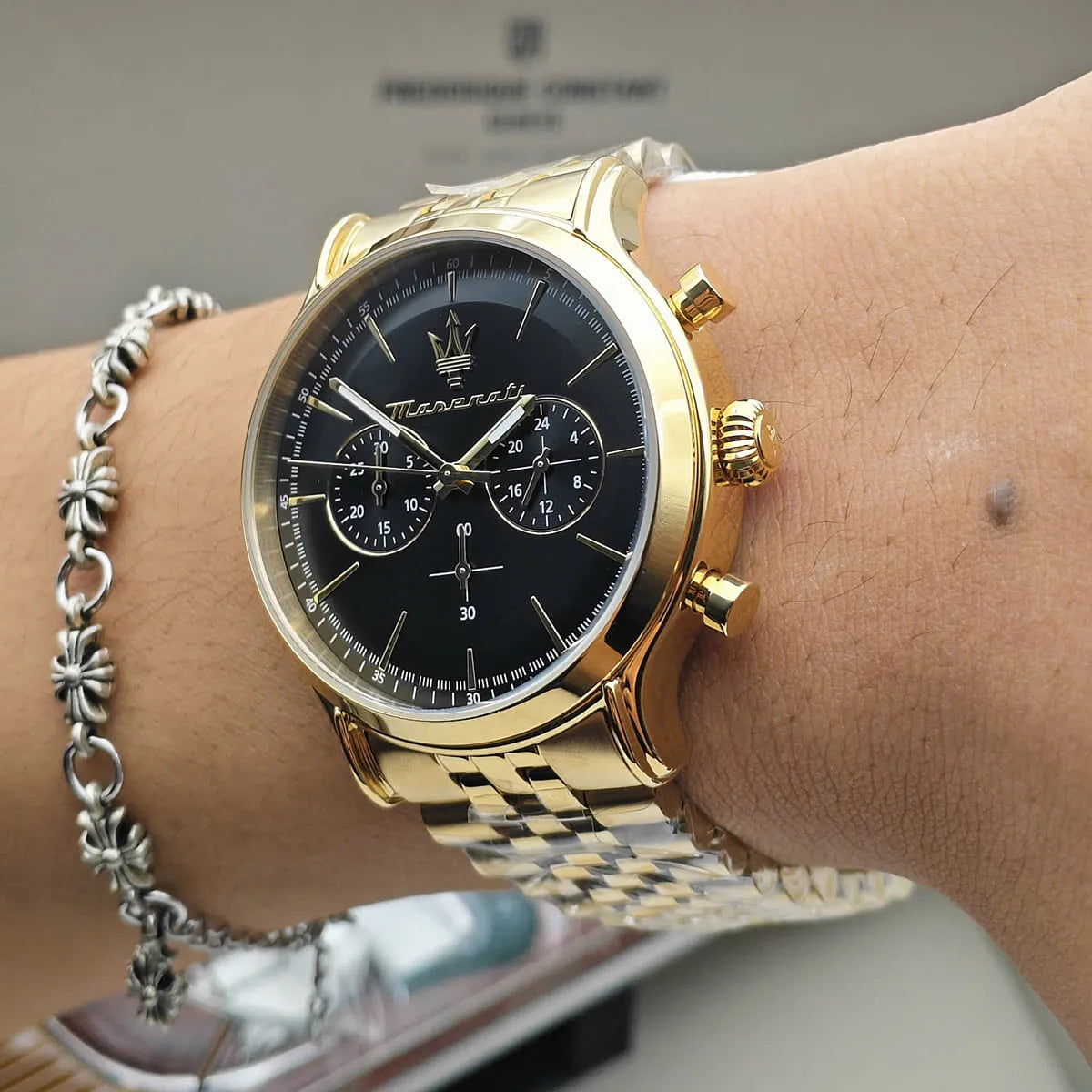 Maserati Epoca Gold Tone Chronograph Black Dial Quartz R8873618023 100M Men's Watch