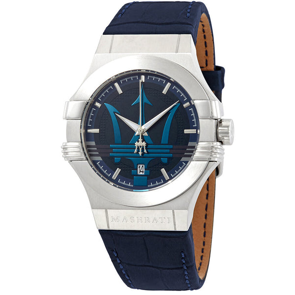 Maserati Potenza Blue Dial Blue Leather Men's Watch R8851108015 - Big Daddy Jewelry
