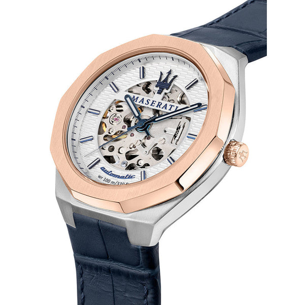Maserati Stile Automatic Blue Leather Strap Men's Watch R8821142001 - Big Daddy Jewelry #2