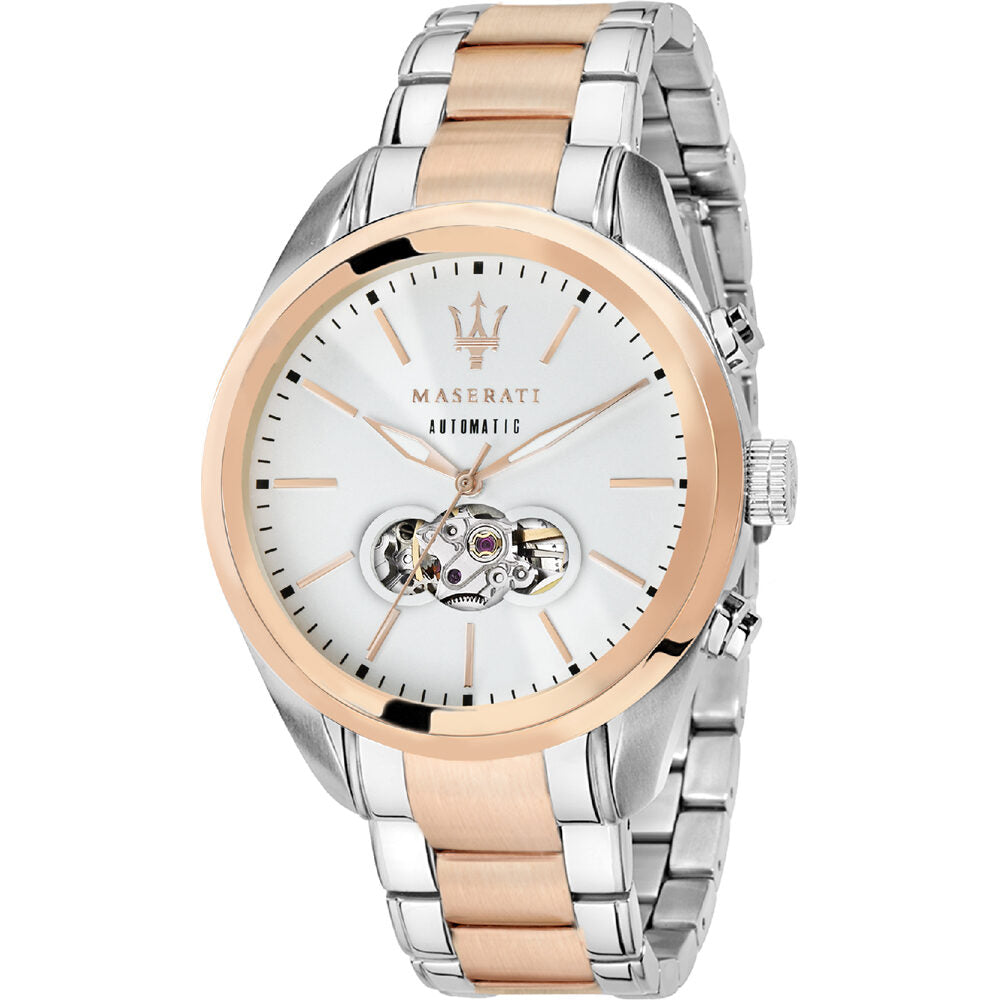 Maserati Traguardo Automatic Silver Open Heart Dial Men's Watch R8823112001