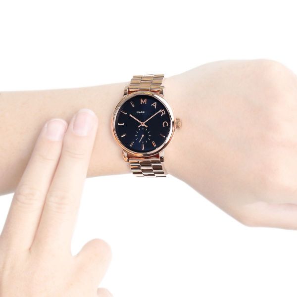 Marc Jacobs Online Baker Navy Dial Rose Gold 36mm Ladies Watch MBM3330