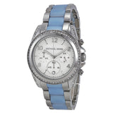 Michael Kors Blair Chronograph Silver Dial Stainless Steel with Chambray Acetate Ladies Watch MK6137 - Big Daddy Jewelry