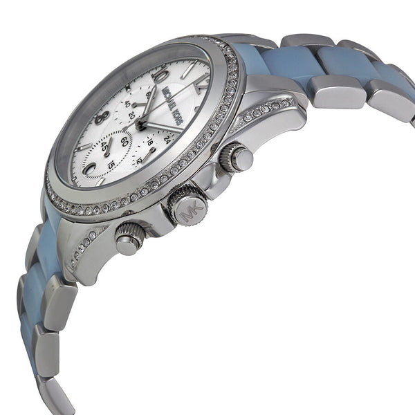 Michael Kors Blair Chronograph Silver Dial Stainless Steel with Chambray Acetate Ladies Watch MK6137 - Big Daddy Jewelry #2