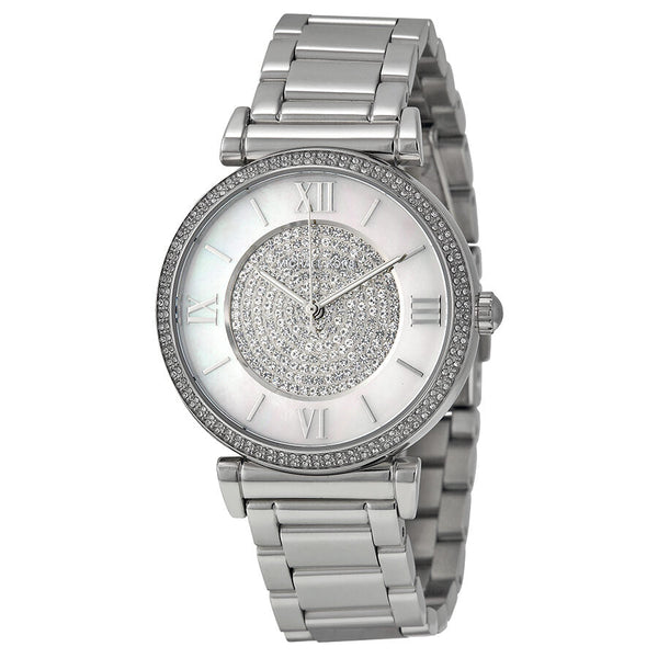 Michael Kors Caitlin Silver Crystal Pave Dial Ladies Watch MK3355 - Big Daddy Jewelry