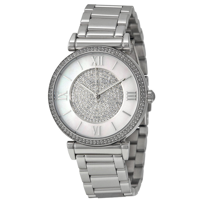 Michael Kors Caitlin Silver Crystal Pave Dial Ladies Watch MK3355 - Big Daddy Jewelry