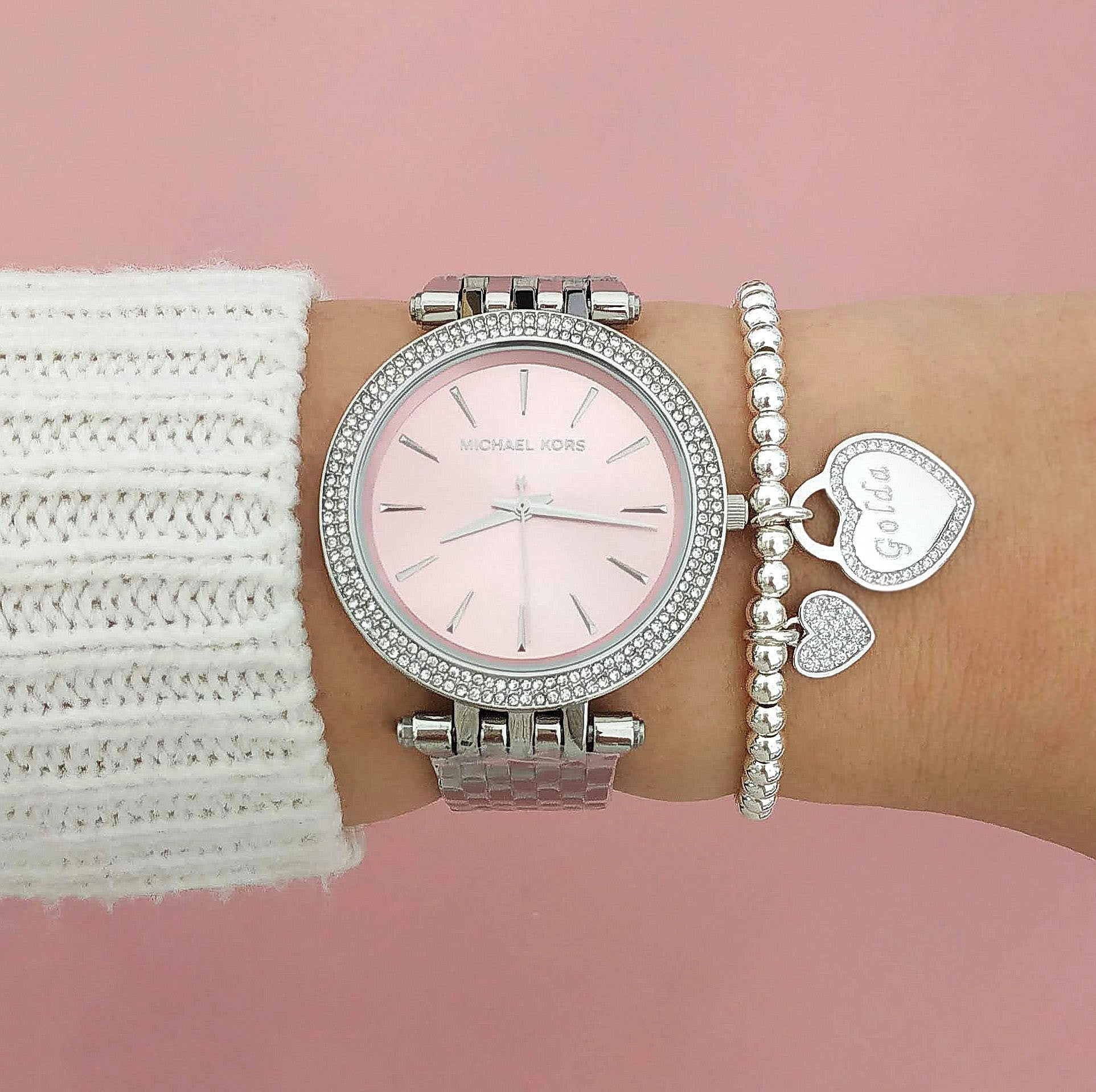 Michael Kors Darci Crystal Paved Pink Dial Ladies Watch MK3352 - The Watches Men & CO #5