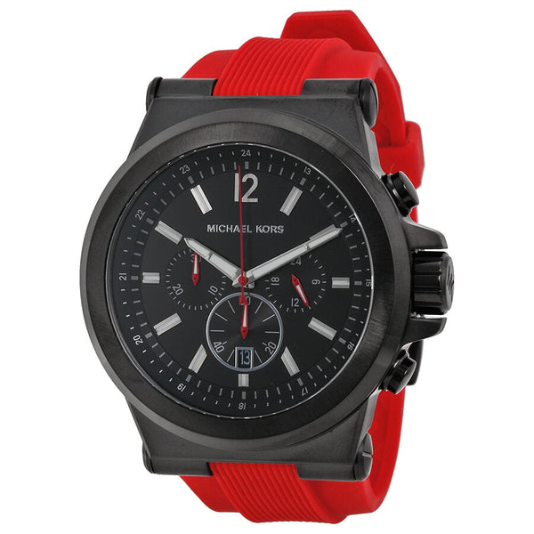 Michael Kors Dylan Chronograph Black Dial Red Silicone Men's Watch MK8382 - Big Daddy Jewelry