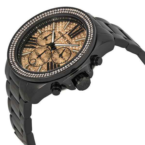 Michael Kors Everest  Chronograph Rose Dial Black Ion-plated Ladies Watch MK5879 - BigDaddy Watches #2